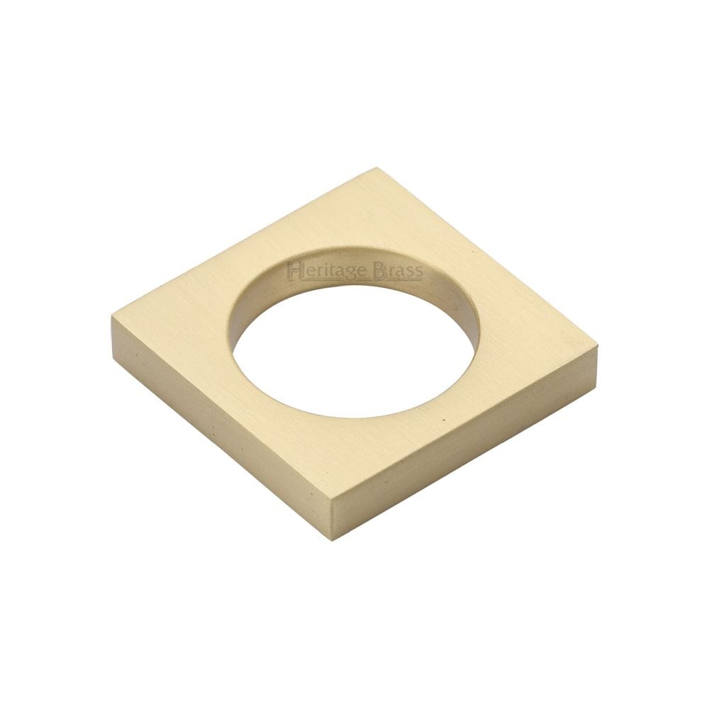 Heritage Brass Cabinet Hardware Satin Brass / Cabinet Knobs / 40mm Dia. Heritage Brass - Cabinet Knob Square Ring Design 40mm Satin Brass Finish