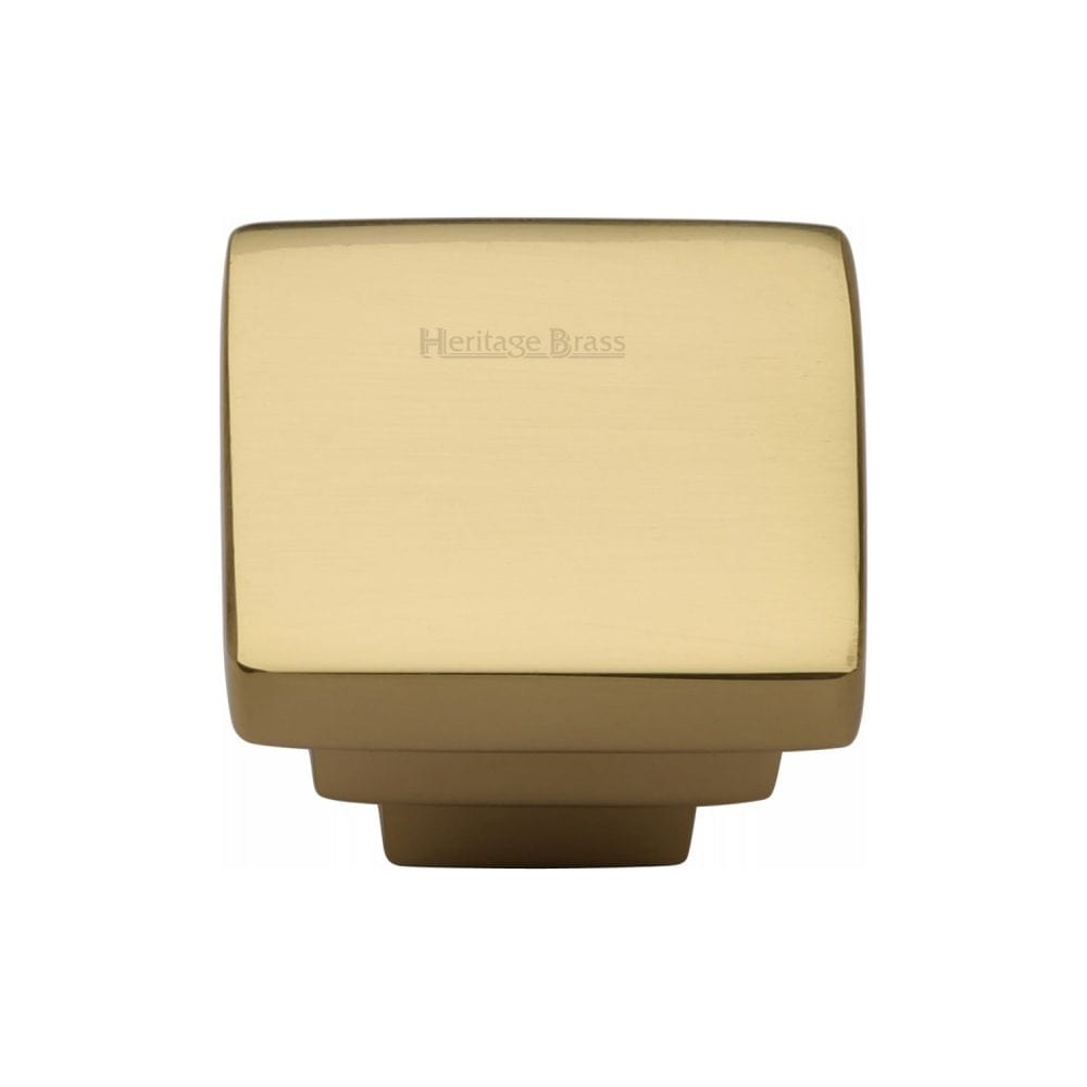 Heritage Brass Cabinet Hardware Polished Brass / Cabinet Knobs / 32mm Dia. Heritage Brass - Cabinet Knob Square Stepped Design 32mm Polished Brass Finish