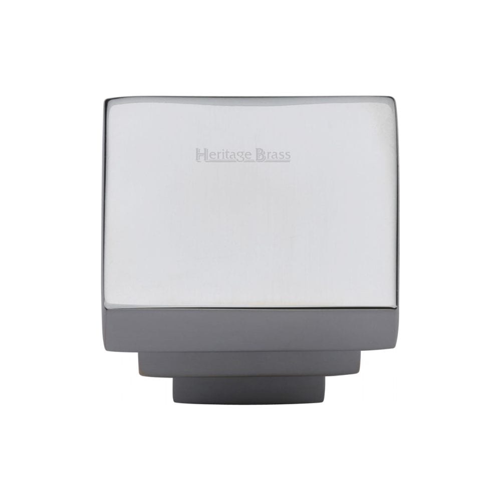 Heritage Brass Cabinet Hardware Polished Chrome / Cabinet Knobs / 32mm Dia. Heritage Brass - Cabinet Knob Square Stepped Design 32mm Polished Chrome Finish