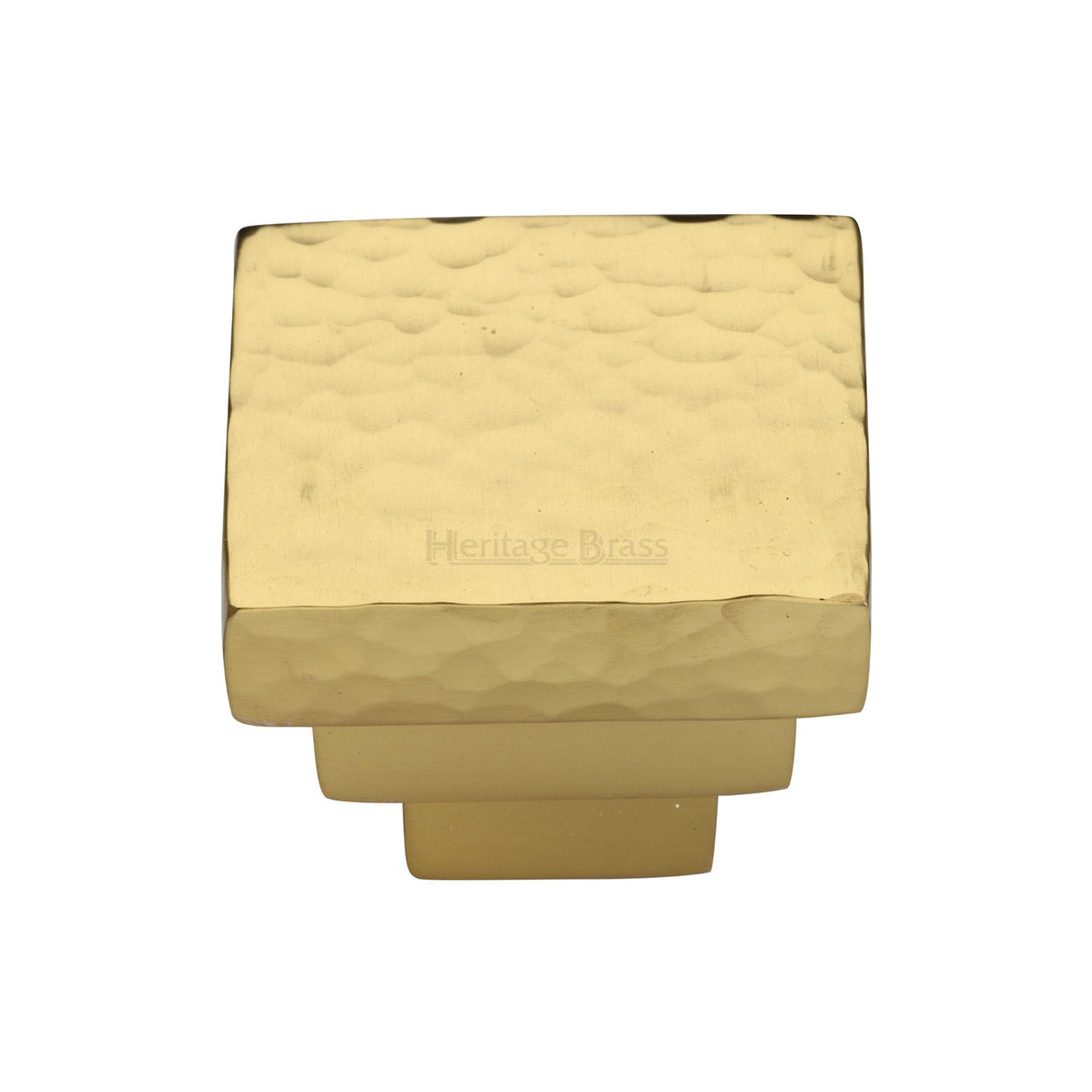 Heritage Brass Cabinet Hardware Polished Brass / Cabinet Knobs / 32mm Dia. Heritage Brass - Cabinet Knob Square Stepped Hammered Design 32mm Polished Brass finish