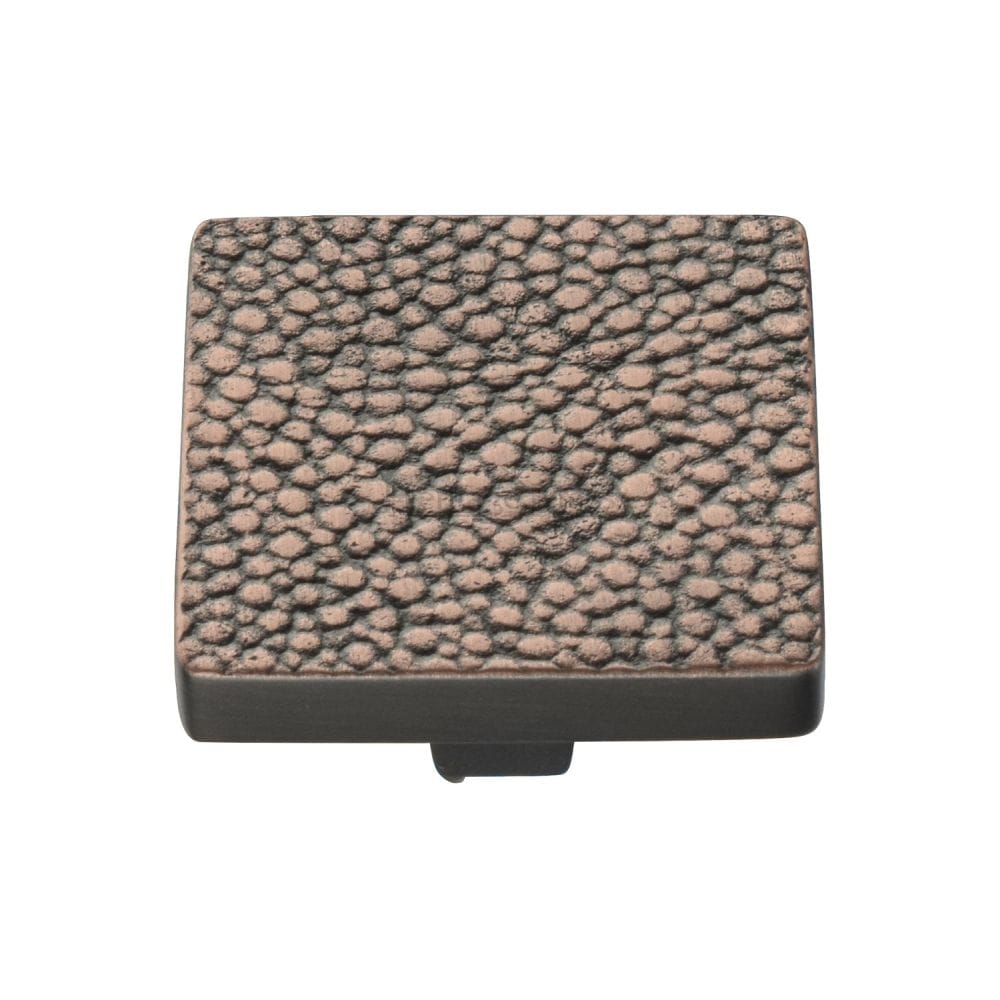 Heritage Brass Cabinet Hardware Aged Copper / Cabinet Knobs / 38mm Dia. Heritage Brass - Cabinet Knob Square Stingray Design 38mm Aged Copper Finish