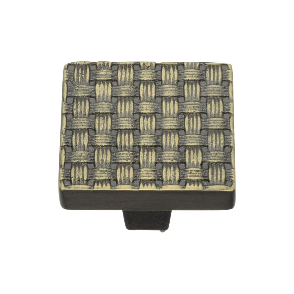 Heritage Brass Cabinet Hardware Aged Brass / Cabinet Knobs / 32mm Dia. Heritage Brass - Cabinet Knob Square Weave Design 32mm Aged Brass Finish