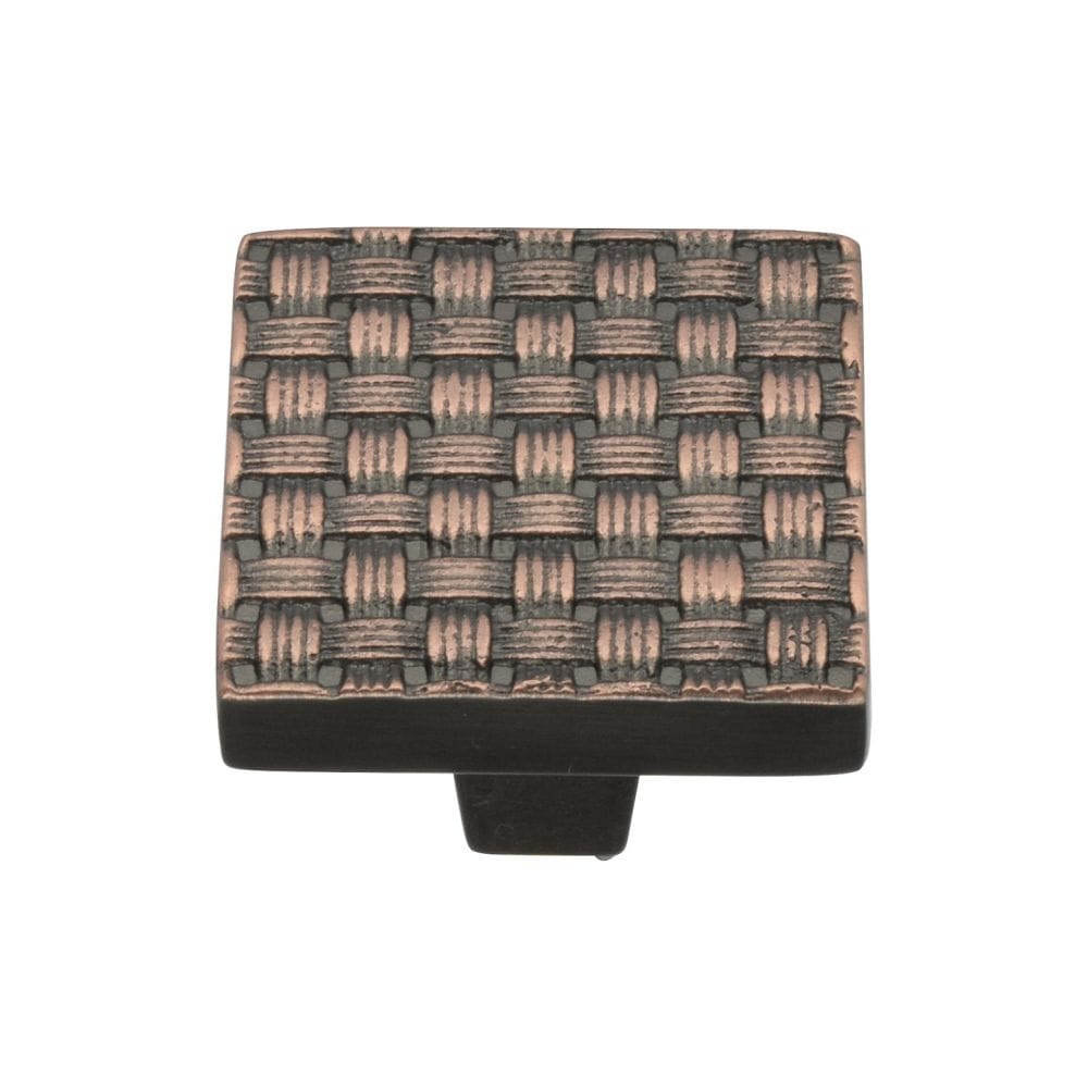 Heritage Brass Cabinet Hardware Aged Copper / Cabinet Knobs / 32mm Dia. Heritage Brass - Cabinet Knob Square Weave Design 32mm Aged Copper Finish
