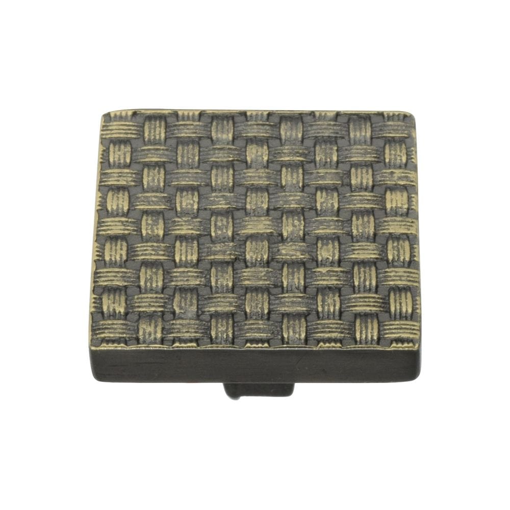 Heritage Brass Cabinet Hardware Aged Brass / Cabinet Knobs / 38mm Dia. Heritage Brass - Cabinet Knob Square Weave Design 38mm Aged Brass Finish