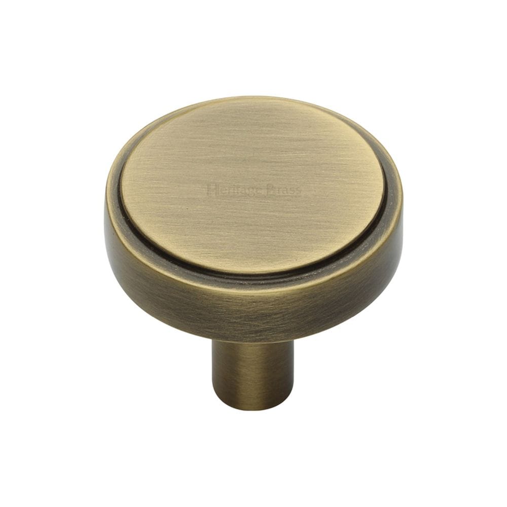 Heritage Brass Cabinet Hardware Antique Brass / Cabinet Knobs / 32mm Dia. Heritage Brass - Cabinet Knob Stepped Disc Design 32mm Antique Brass Finish