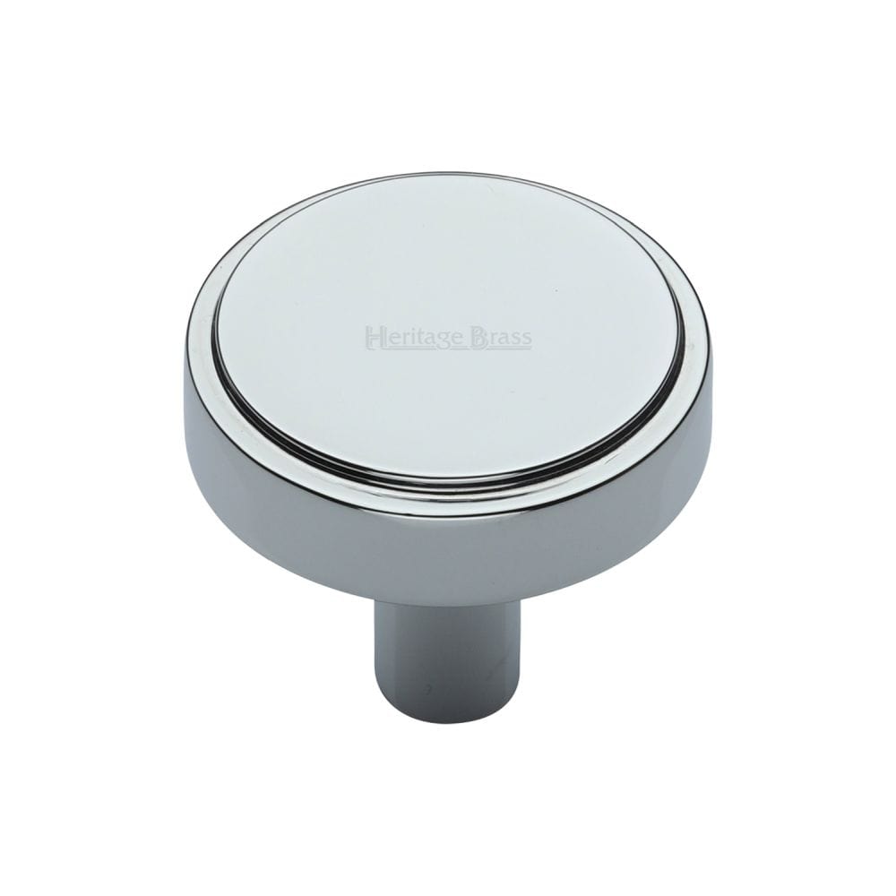Heritage Brass Cabinet Hardware Polished Chrome / Cabinet Knobs / 32mm Dia. Heritage Brass - Cabinet Knob Stepped Disc Design 32mm Polished Chrome Finish