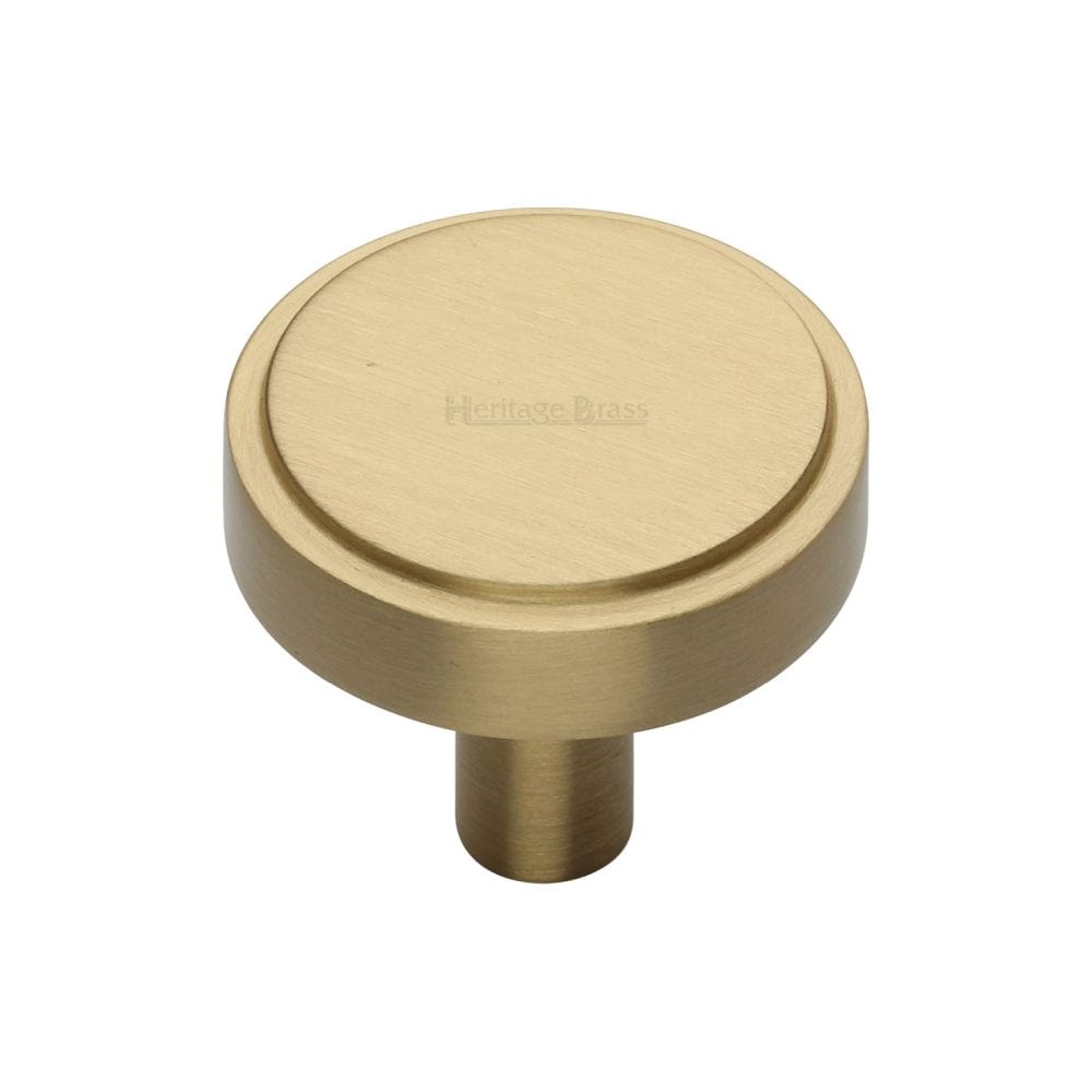 Heritage Brass Cabinet Hardware Satin Brass / Cabinet Knobs / 32mm Dia. Heritage Brass - Cabinet Knob Stepped Disc Design 32mm Satin Brass Finish