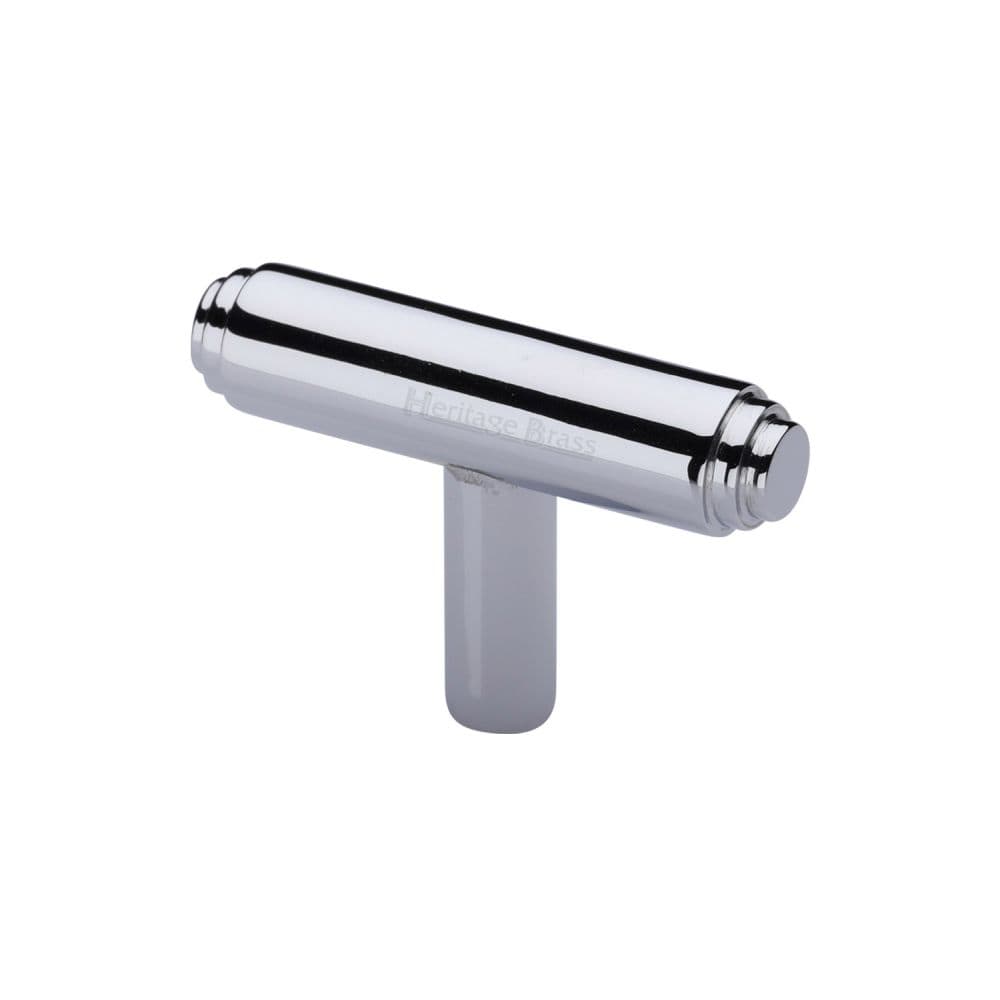 Heritage Brass Cabinet Hardware Polished Chrome / Cabinet T-Pulls / 45mm Dia. Heritage Brass - Cabinet Knob Stepped T-Bar Design 45mm Polished Chrome Finish