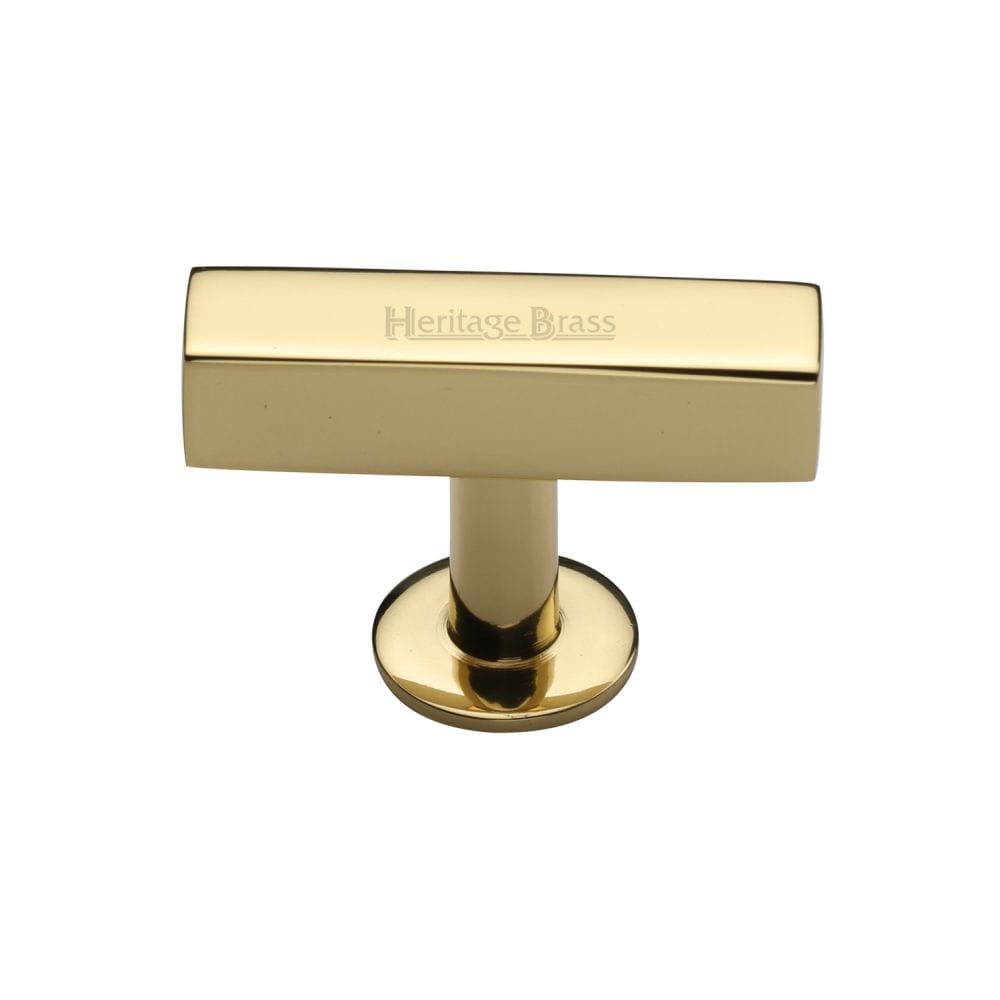 Heritage Brass Cabinet Hardware Polished Brass / Cabinet Knobs / 41mm Dia. Heritage Brass - Cabinet Knob Symmetrical Square Design 44mm Polished Brass Finish