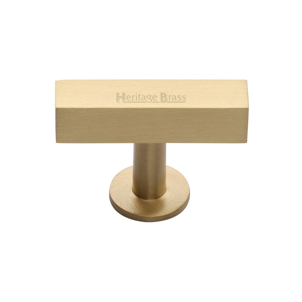 Heritage Brass Cabinet Hardware Satin Brass / Cabinet Knobs / 41mm Dia. Heritage Brass - Cabinet Knob Symmetrical Square Design 44mm Satin Brass Finish