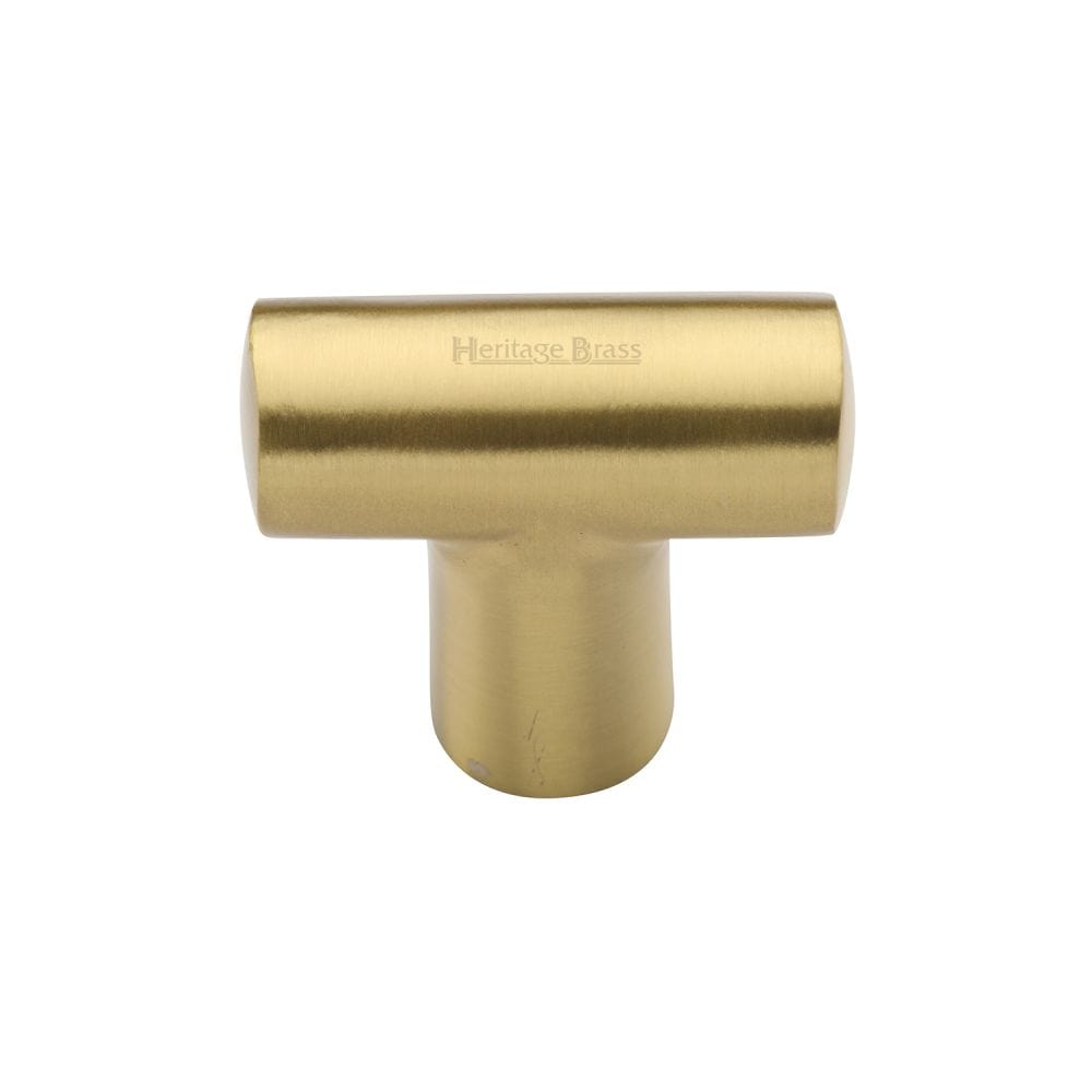 Heritage Brass Cabinet Hardware Satin Brass / Cabinet Knobs / 35mm Dia. Heritage Brass - Cabinet Knob T Shaped 35mm Satin Brass Finish