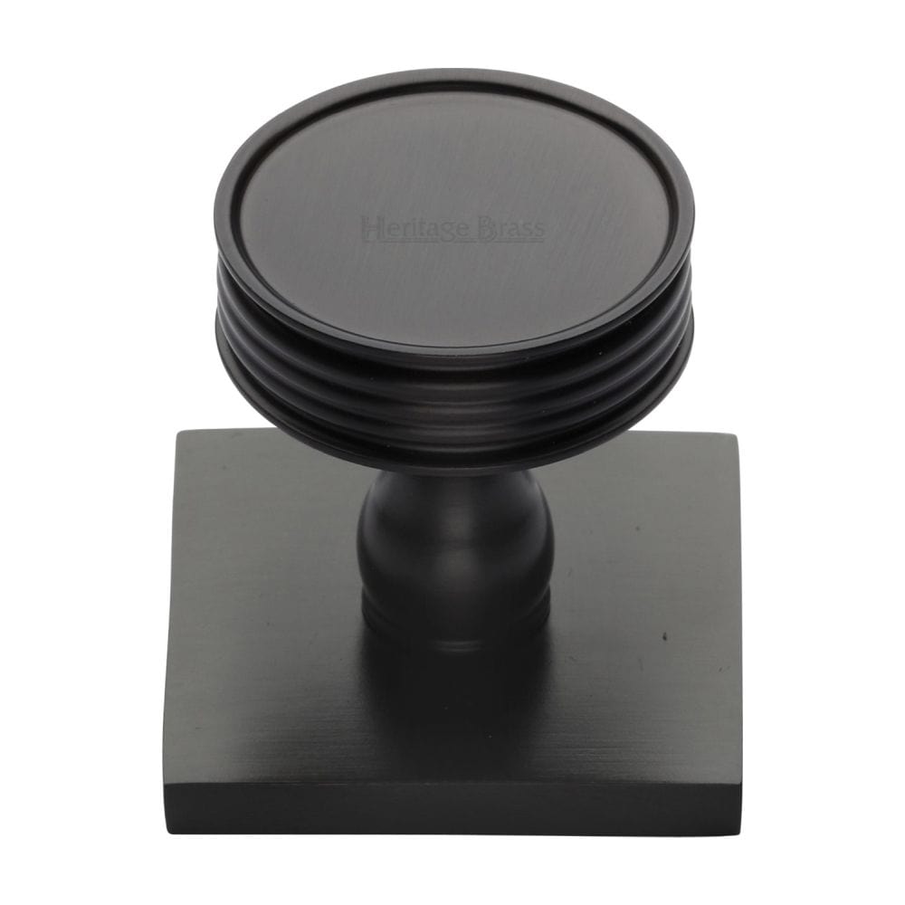Heritage Brass Cabinet Hardware Matt Bronze / Cabinet Knob on Backplate / 32mm Dia. Heritage Brass - Cabinet Knob Venetian Design with Square Backplate 32mm Matt Br