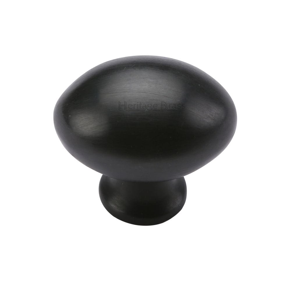 Heritage Brass Cabinet Hardware Matt Black / Cabinet Knobs / 32mm Dia. Heritage Brass - Cabinet Knob Victorian Oval Design 32mm Matt Black Finish