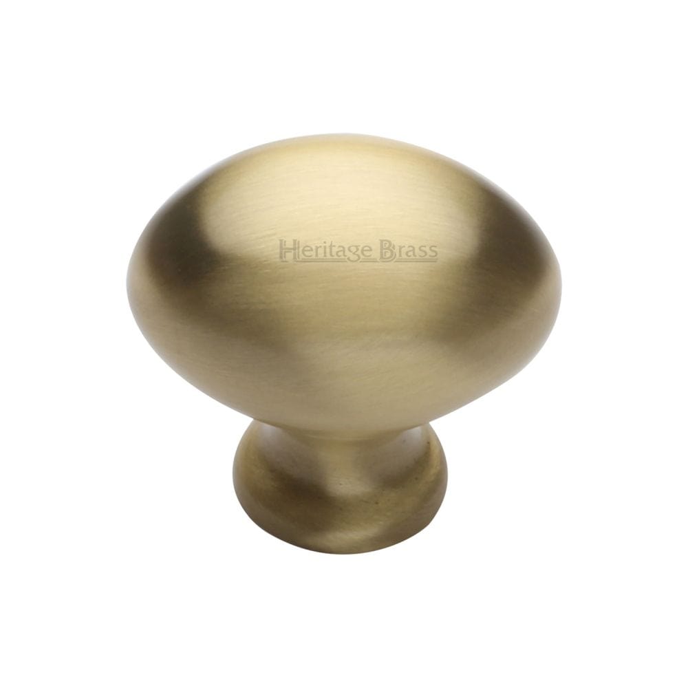 Heritage Brass Cabinet Hardware Satin Brass / Cabinet Knobs / 32mm Dia. Heritage Brass - Cabinet Knob Victorian Oval Design 32mm Satin Brass Finish