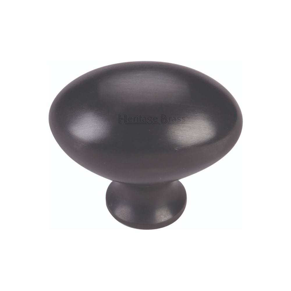 Heritage Brass Cabinet Hardware Matt Black / Cabinet Knobs / 38mm Dia. Heritage Brass - Cabinet Knob Victorian Oval Design 38mm Matt Black Finish