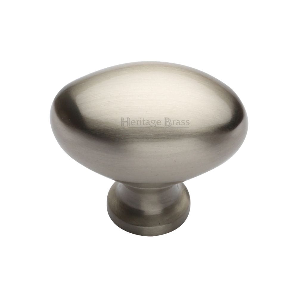 Heritage Brass Cabinet Hardware Satin Nickel / Cabinet Knobs / 38mm Dia. Heritage Brass - Cabinet Knob Victorian Oval Design 38mm Satin Nickel Finish