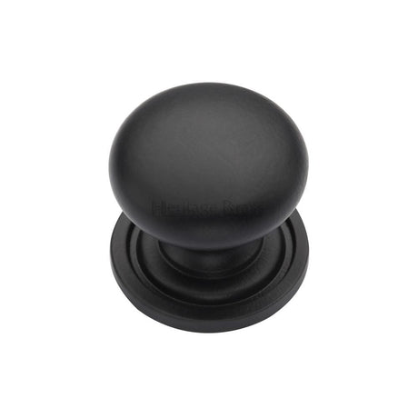 Heritage Brass Cabinet Hardware Matt Black / Cabinet Knobs / 25mm Dia. Heritage Brass - Cabinet Knob Victorian Round Design with base 25mm Matt Black F