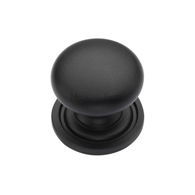 Heritage Brass Cabinet Hardware Matt Black / Cabinet Knobs / 25mm Dia. Heritage Brass - Cabinet Knob Victorian Round Design with base 25mm Matt Black F