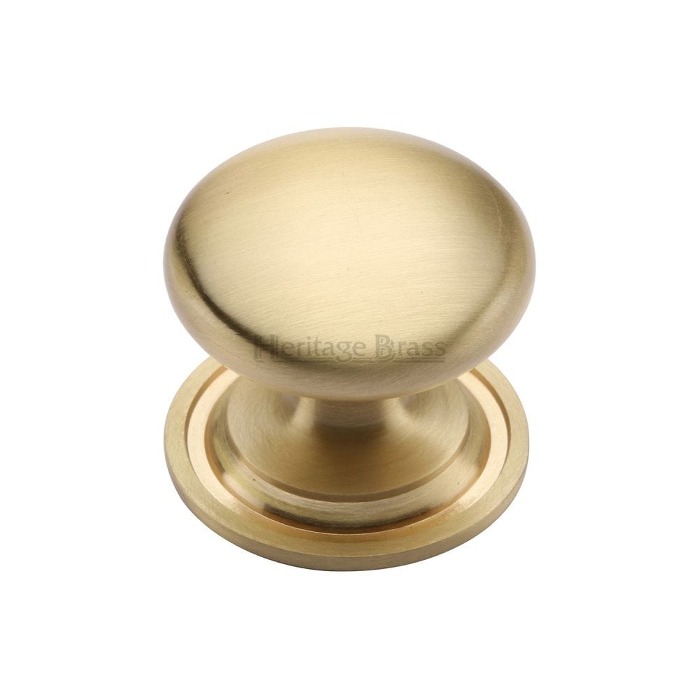 Heritage Brass Cabinet Hardware Satin Brass / Cabinet Knobs / 25mm Dia. Heritage Brass - Cabinet Knob Victorian Round Design with base 25mm Satin Brass F