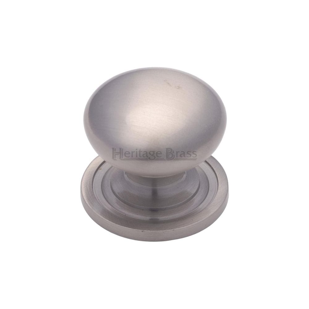 Heritage Brass Cabinet Hardware Satin Nickel / Cabinet Knobs / 25mm Dia. Heritage Brass - Cabinet Knob Victorian Round Design with base 25mm Satin Nickel