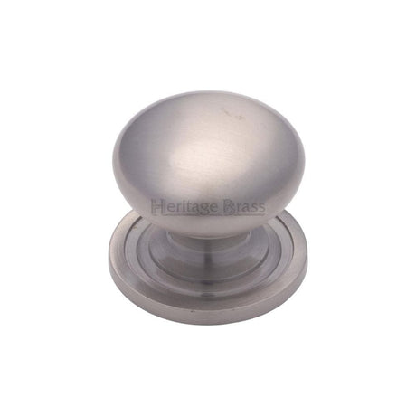Heritage Brass Cabinet Hardware Satin Nickel / Cabinet Knobs / 25mm Dia. Heritage Brass - Cabinet Knob Victorian Round Design with base 25mm Satin Nickel