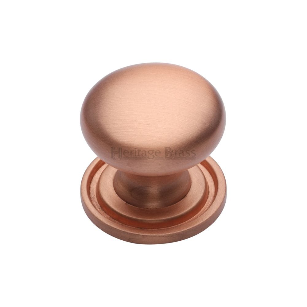 Heritage Brass Cabinet Hardware Satin Rose Gold / Cabinet Knobs / 25mm Dia. Heritage Brass - Cabinet Knob Victorian Round Design with base 25mm Satin Rose Go
