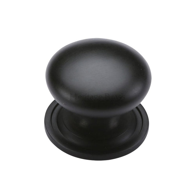 Heritage Brass Cabinet Hardware Matt Black / Cabinet Knobs / 32mm Dia. Heritage Brass - Cabinet Knob Victorian Round Design with base 32mm Matt Black F