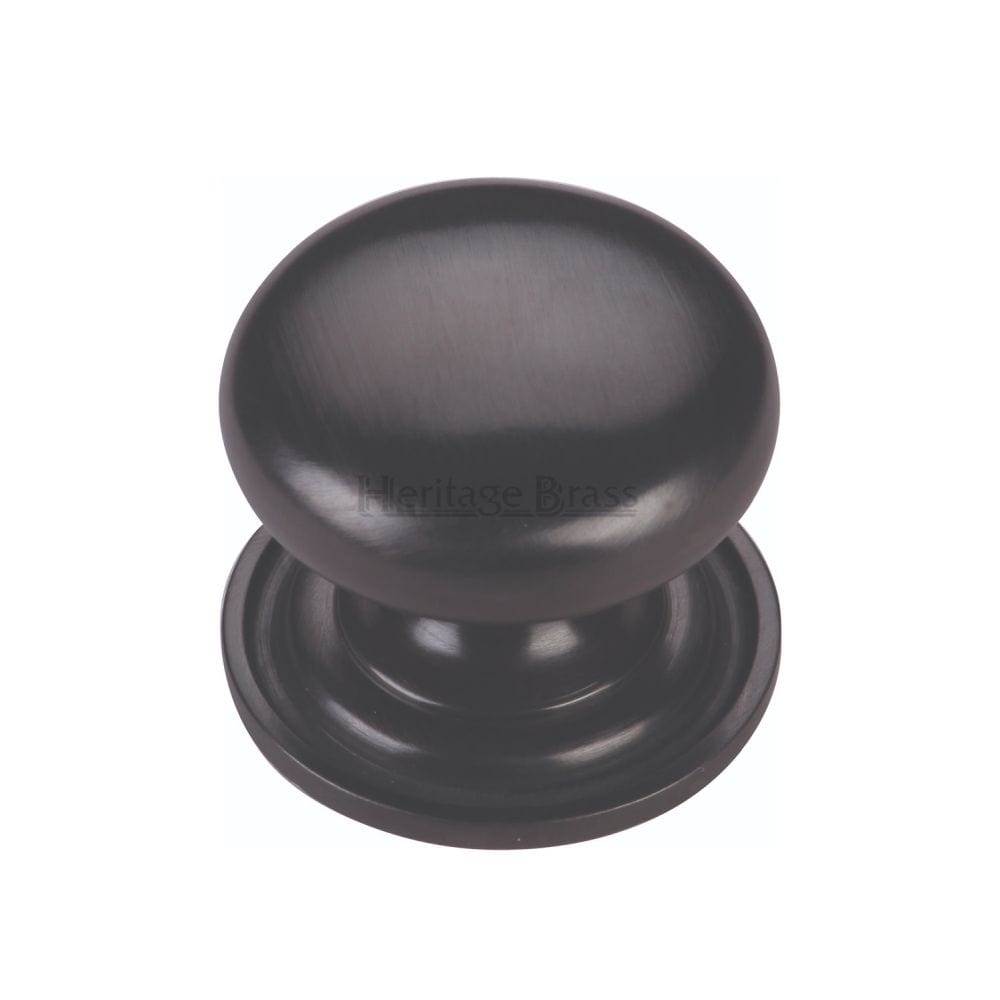 Heritage Brass Cabinet Hardware Matt Black / Cabinet Knobs / 38mm Dia. Heritage Brass - Cabinet Knob Victorian Round Design with base 38mm Matt Black F