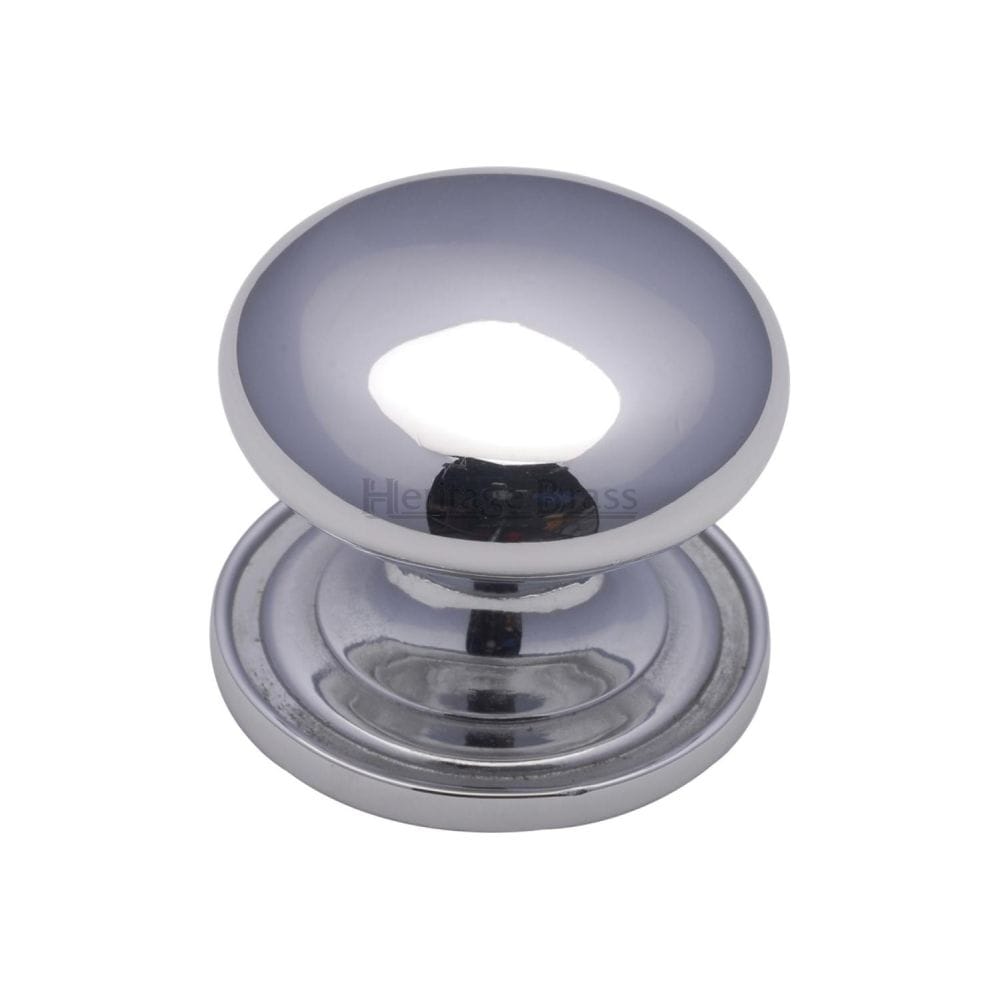 Heritage Brass Cabinet Hardware Polished Chrome / Cabinet Knobs / 38mm Dia. Heritage Brass - Cabinet Knob Victorian Round Design with base 38mm Polished Chrome