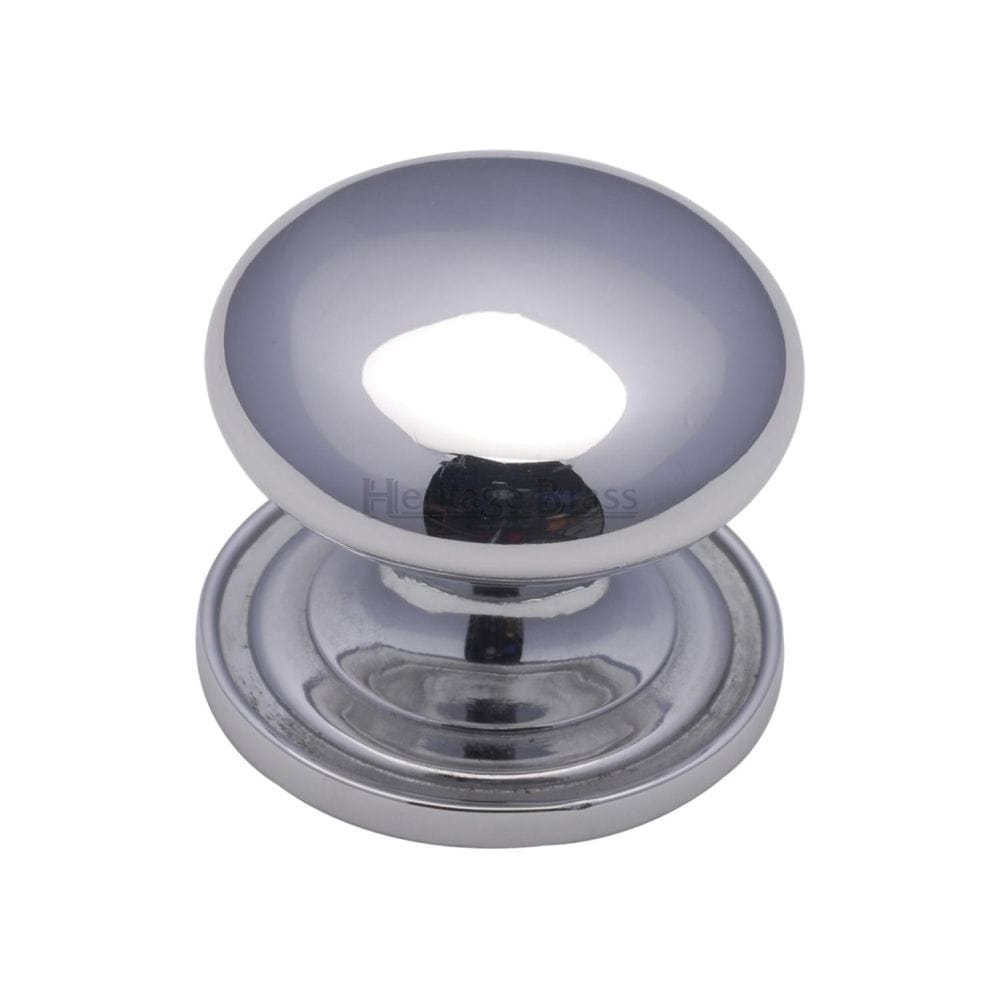 Heritage Brass Cabinet Hardware Polished Chrome / Cabinet Knobs / 48mm Dia. Heritage Brass - Cabinet Knob Victorian Round Design with base 48mm Polished Chrome