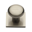 Heritage Brass Cabinet Hardware Satin Nickel / Cabinet Knob on Backplate / 32mm Dia. Heritage Brass - Cabinet Knob Victorian Round Design with Square Backplate 32mm
