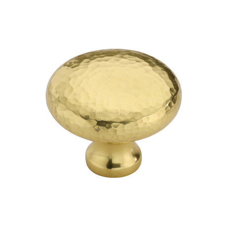 Heritage Brass Cabinet Hardware Polished Brass / Cabinet Knobs / 38mm Dia. Heritage Brass - Cabinet Knob Victorian Round Hammered Design 38mm Polished Brass finish