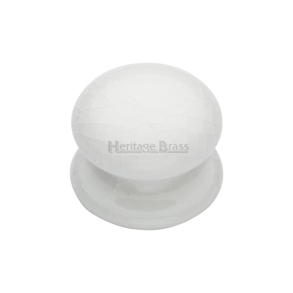 Heritage Brass Cabinet Hardware Porcelain / Cabinet Knobs / 32mm Dia. Heritage Brass - Cabinet Knob White Crackle 32mm with Porcelain base
