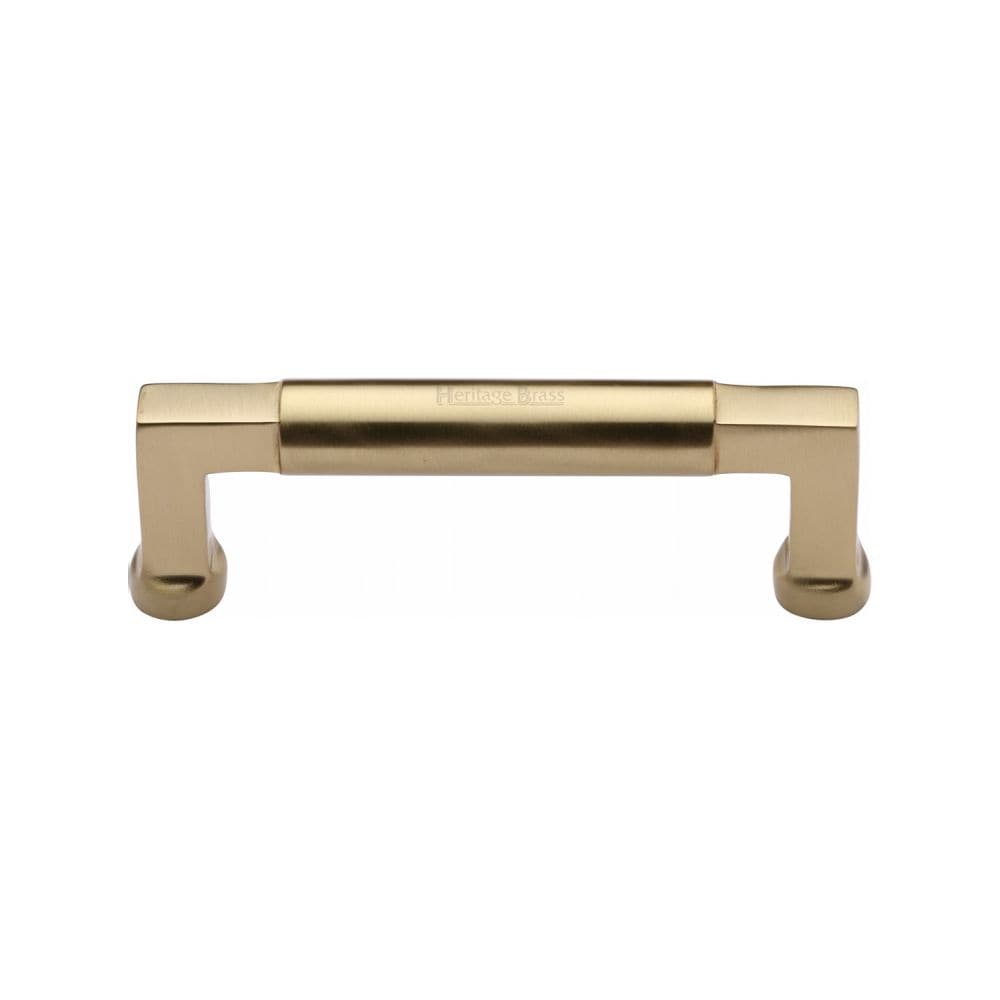 Heritage Brass Cabinet Hardware Satin Brass / Cabinet Pull Handles / 101mm c/c Heritage Brass - Cabinet Pull Bauhaus Design 101mm CTC Satin Brass Finish