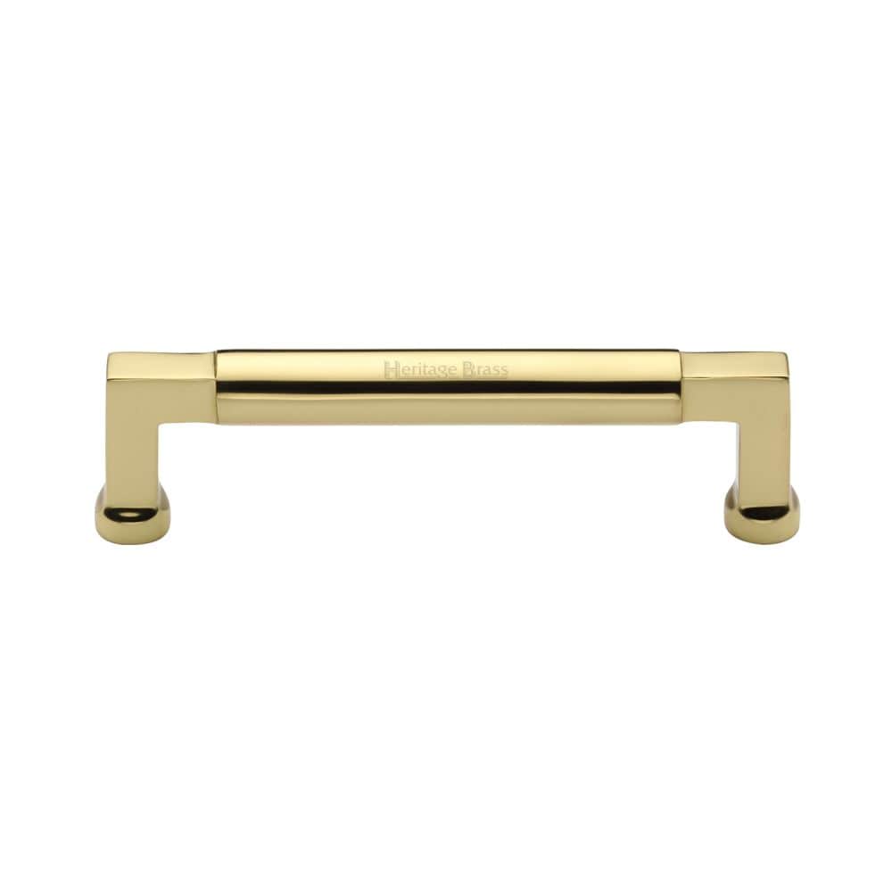 Heritage Brass Cabinet Hardware Polished Brass / Cabinet Pull Handles / 128mm c/c Heritage Brass - Cabinet Pull Bauhaus Design 128mm CTC Polished Brass Finish