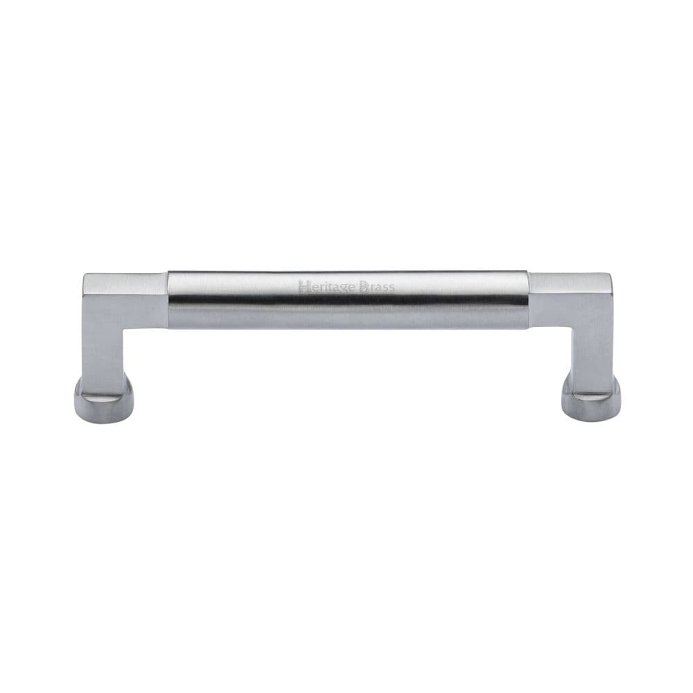 Heritage Brass Cabinet Hardware Satin Chrome / Cabinet Pull Handles / 128mm c/c Heritage Brass - Cabinet Pull Bauhaus Design 128mm CTC Satin Chrome Finish