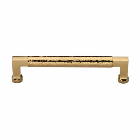 Heritage Brass Cabinet Hardware Polished Brass / Cabinet Pull Handles / 160mm c/c Heritage Brass - Cabinet Pull Bauhaus Hammered Design 160mm CTC Polished Brass Finish