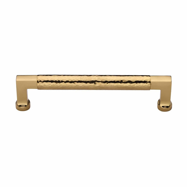 Heritage Brass Cabinet Hardware Polished Brass / Cabinet Pull Handles / 160mm c/c Heritage Brass - Cabinet Pull Bauhaus Hammered Design 160mm CTC Polished Brass Finish