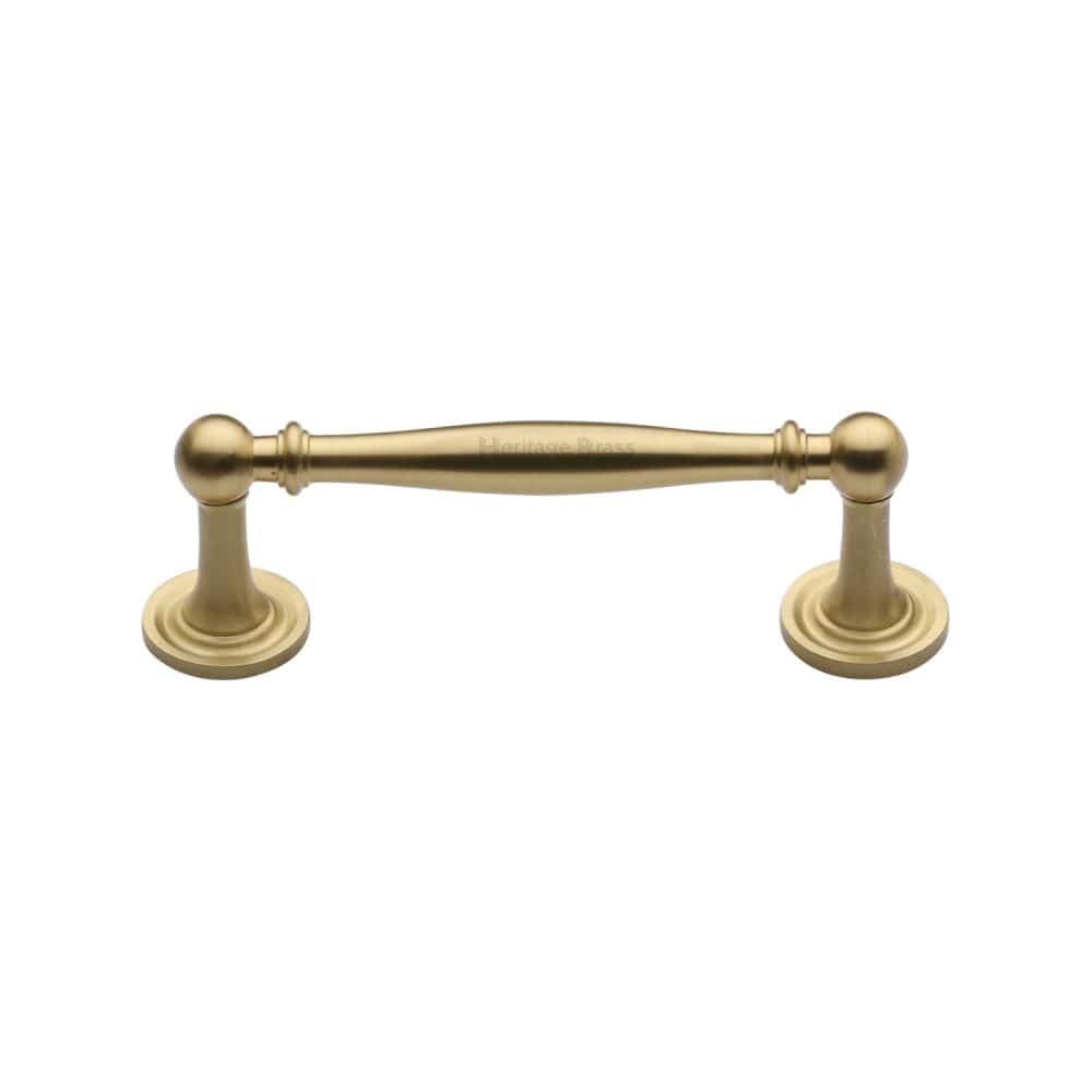 Heritage Brass Cabinet Hardware Satin Brass / Cabinet Pull Handles / 96mm c/c Heritage Brass - Cabinet Pull Colonial Design 96mm CTC Satin Brass Finish