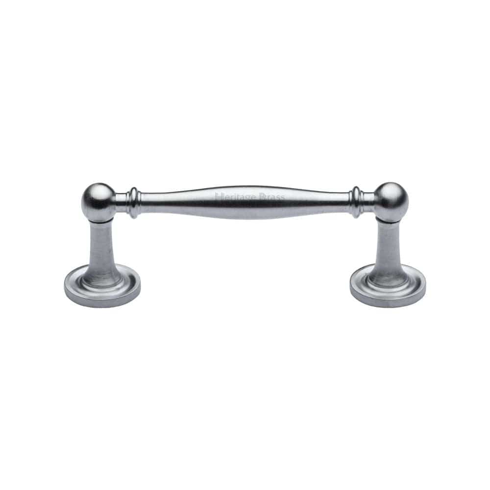 Heritage Brass Cabinet Hardware Satin Chrome / Cabinet Pull Handles / 96mm c/c Heritage Brass - Cabinet Pull Colonial Design 96mm CTC Satin Chrome Finish