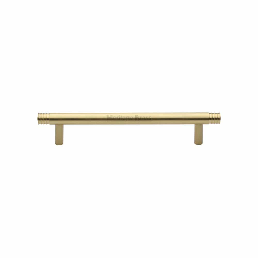 Heritage Brass Cabinet Hardware Satin Brass / Cabinet Pull Handles / 128mm c/c Heritage Brass - Cabinet Pull Contour Design 128mm CTC Satin Brass Finish