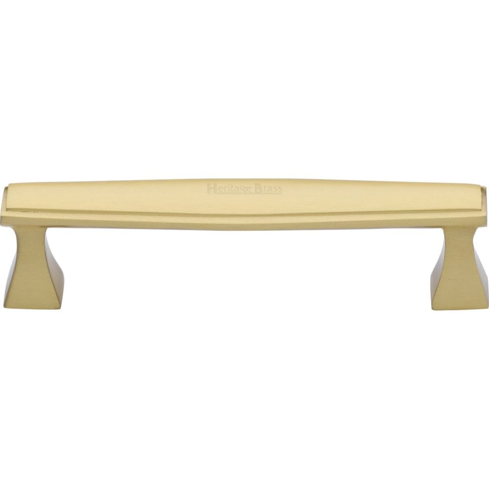 Heritage Brass Cabinet Hardware Satin Brass / Cabinet Pull Handles / 128mm c/c Heritage Brass - Cabinet Pull Deco Design 128mm CTC Satin Brass Finish