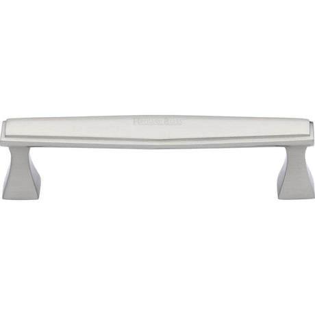 Heritage Brass Cabinet Hardware Satin Nickel / Cabinet Pull Handles / 128mm c/c Heritage Brass - Cabinet Pull Deco Design 128mm CTC Satin Nickel Finish