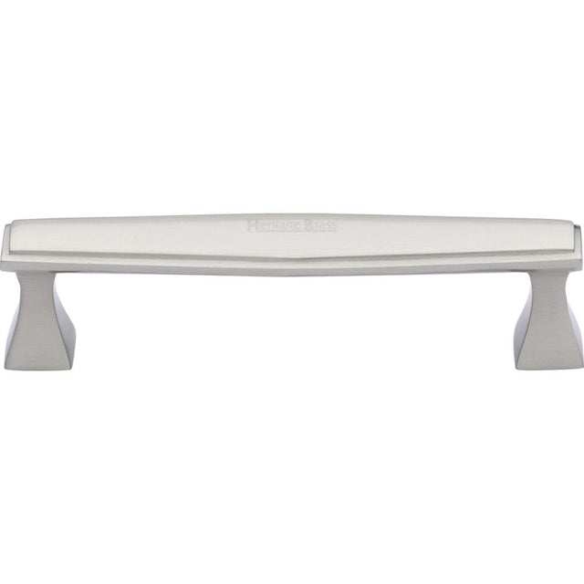 Heritage Brass Cabinet Hardware Satin Nickel / Cabinet Pull Handles / 128mm c/c Heritage Brass - Cabinet Pull Deco Design 128mm CTC Satin Nickel Finish