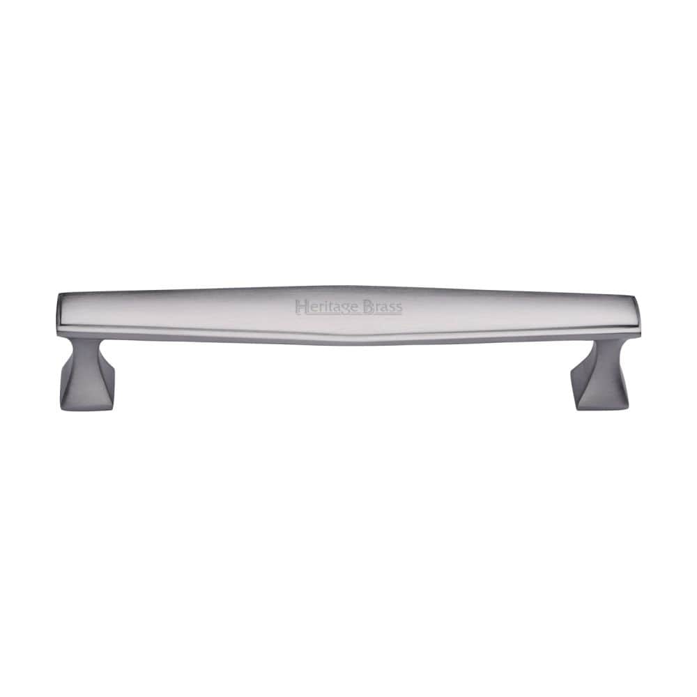 Heritage Brass Cabinet Hardware Satin Chrome / Cabinet Pull Handles / 160mm c/c Heritage Brass - Cabinet Pull Deco Design 160mm CTC Satin Chrome Finish