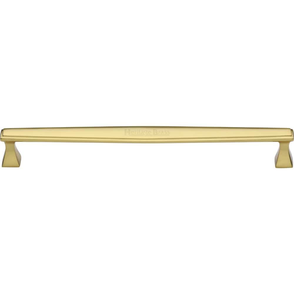 Heritage Brass Cabinet Hardware Polished Brass / Cabinet Pull Handles / 254mm c/c Heritage Brass - Cabinet Pull Deco Design 254mm CTC Polished Brass Finish