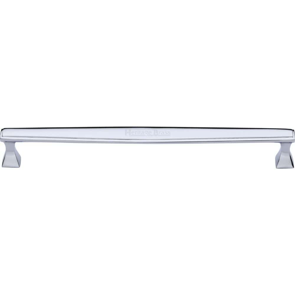 Heritage Brass Cabinet Hardware Polished Chrome / Cabinet Pull Handles / 254mm c/c Heritage Brass - Cabinet Pull Deco Design 254mm CTC Polished Chrome Finish