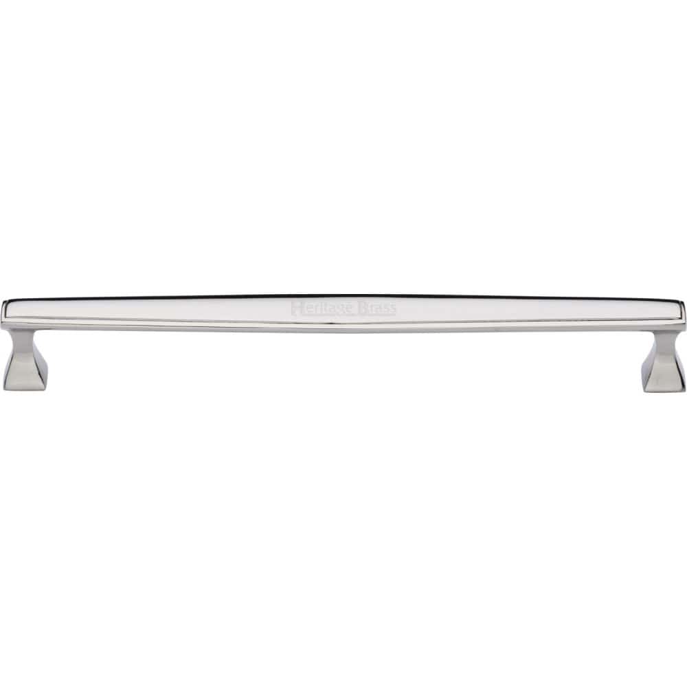 Heritage Brass Cabinet Hardware Polished Nickel / Cabinet Pull Handles / 254mm c/c Heritage Brass - Cabinet Pull Deco Design 254mm CTC Polished Nickel Finish