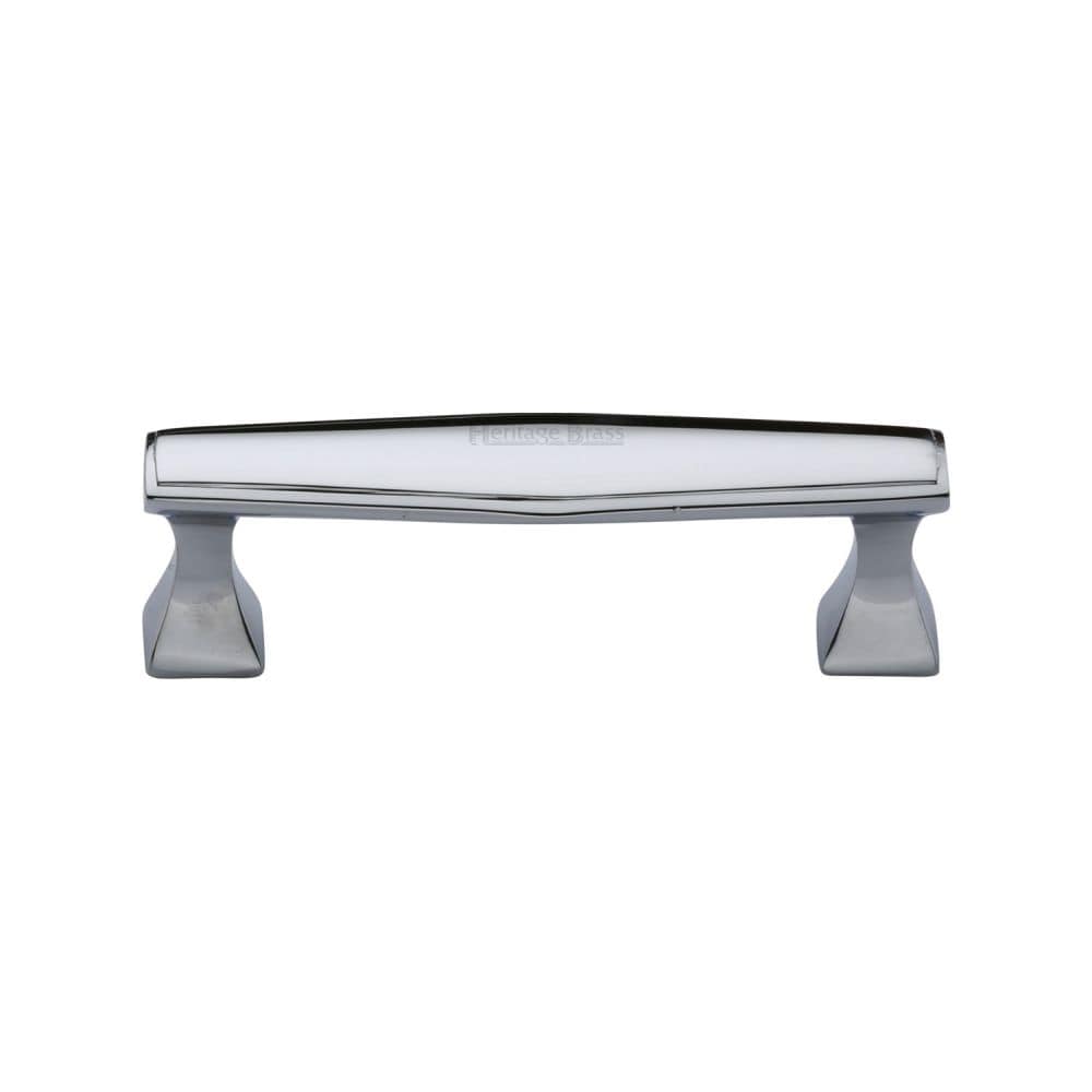 Heritage Brass Cabinet Hardware Polished Chrome / Cabinet Pull Handles / 96mm c/c Heritage Brass - Cabinet Pull Deco Design 96mm CTC Polished Chrome Finish