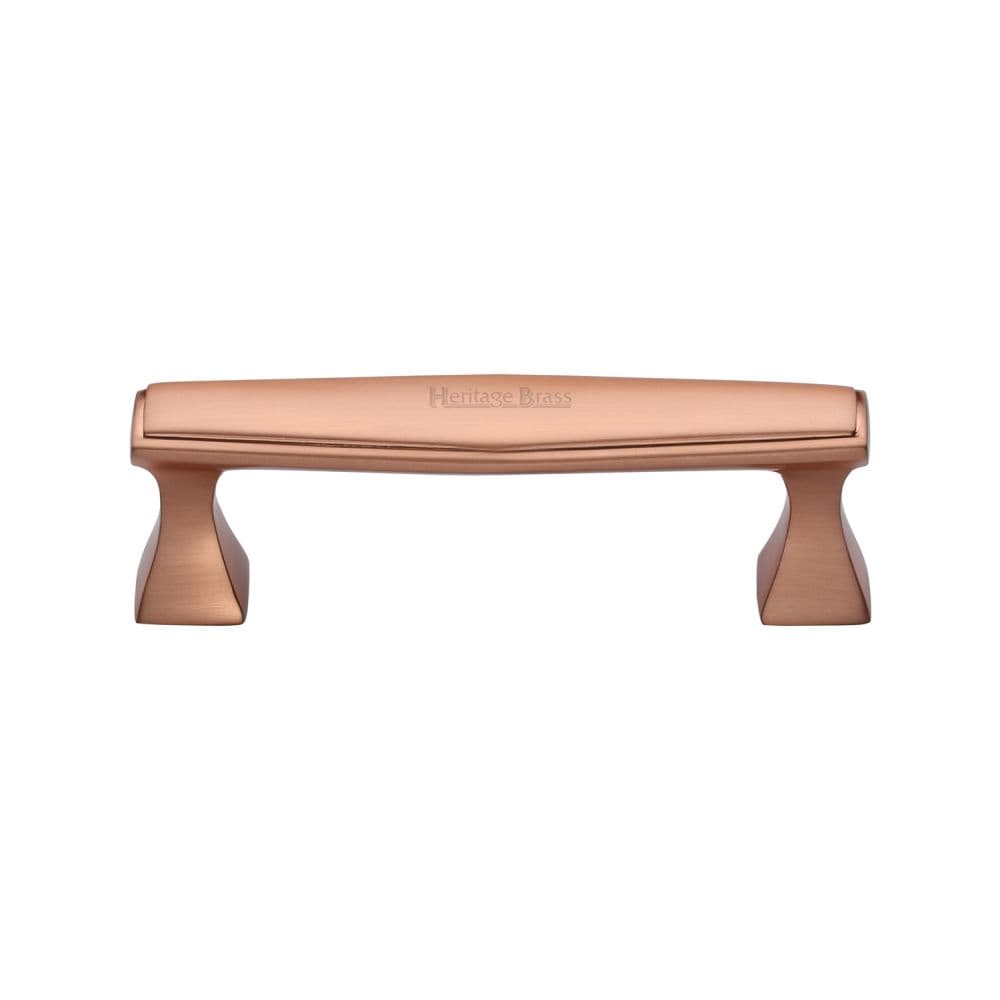 Heritage Brass Cabinet Hardware Satin Rose Gold / Cabinet Pull Handles / 96mm c/c Heritage Brass - Cabinet Pull Deco Design 96mm CTC Satin Rose Gold Finish